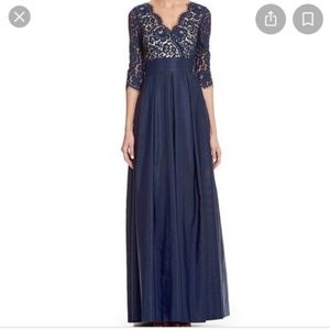 New Eliza J Lace and Faille Blue Gown